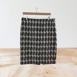 J. Crew Monochrome Checkered Pencil Skirt